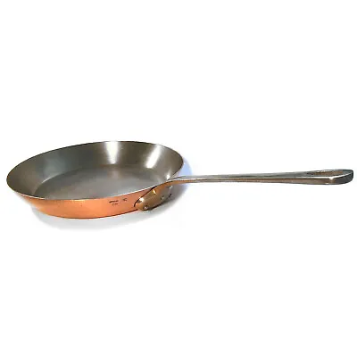 Vintage Lecellier Villedieu Copper/Tin Skillet W/ Brass Handle No. 28/ 11.25 Dia • $141.24