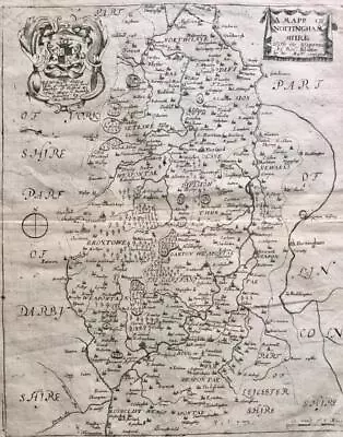 Original 17th Century MAP Of NOTTINGHAMSHIRE By RICHARD BLOME Circa 1680 • £65