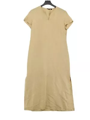 Mulberry Women's Maxi Dress UK 14 Gold 100% Silk Short Sleeve Long V-Neck Maxi • £35.50