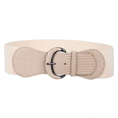 NEW Wide Elastic Belt Ladies Cinch Waist Stretch Belt Ladies Faux Leather Belt • $22.51