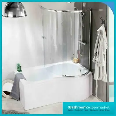 P Shaped Bath 1500mm-1700mm Bath Full Enclosure Screen & Bath Panel  • £349