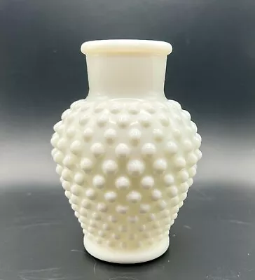 Vintage Milk Glass Hobnail Round Bud Vase Beautiful MCM • $14.99