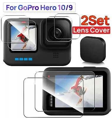 $10.95 • Buy For GoPro Hero 10 9 Black Tempered Glass Camera Lens Screen Protector Cover Cap