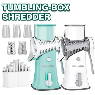 Rotary Food Slicer Chopper Cheese Grater Fruit Vegetable Shredder Cutter 5 Blade • £16.99