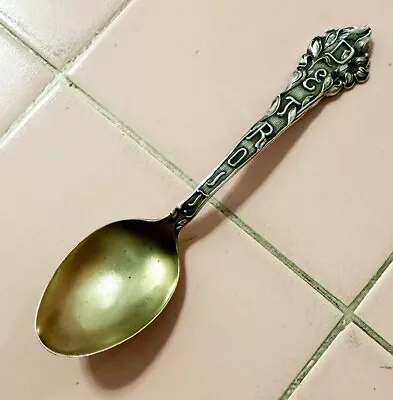 Antique Sterling Silver Souvenir Spoon Detroit Michigan Gold Wash Baker • $38