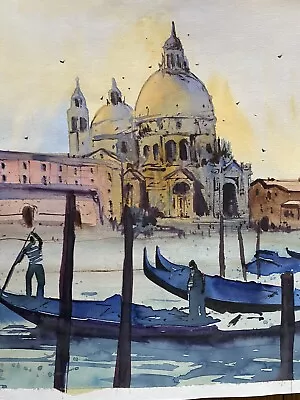 Watercolor Venice Painting City Decoration Venezia Italy Art Canal Gondole • $180