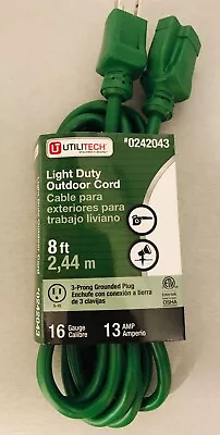 Brand New Utilitech 8 Ft  3 Prong Outdoor Light Duty Extension Cord 16 AWG 13A • $10.95