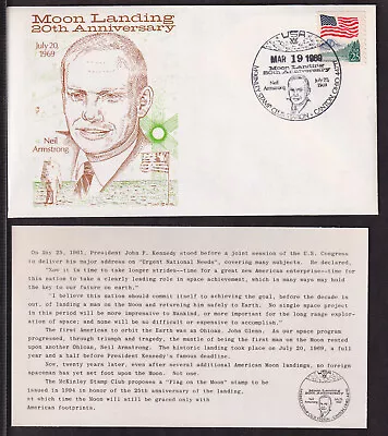 1989 Neil Armstrong Canton Ohio 20th Anniversary Apollo 11 With Info Card • $8.75