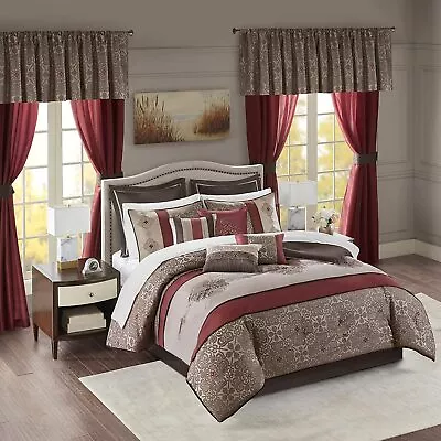 Madison Park Essentials Delaney 24-Piece Room In A Bag Comforter Set-Satin Jacqu • $327.39