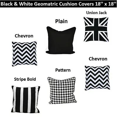 Black&White Cushion Cover Beautiful Geometric Designs Home Outdoor Cover 18x18'' • £3.49