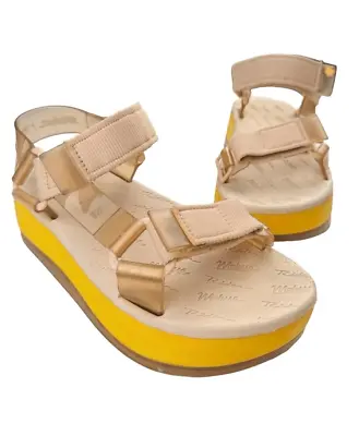 Melissa Rider Papete PVC Strappy Platform Wedges Sandals 7 Pink Open Toe • $59.95