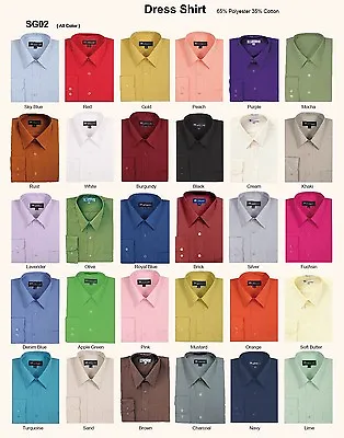 Men's Cotton Blend Dress Shirt 30 + Colors By Fortino Landi All Size/Color SG02  • $14.95