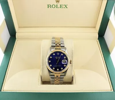 Rolex Datejust 16013 Blue Diamond Dial TT Jubilee No Papers 36mm • $5900