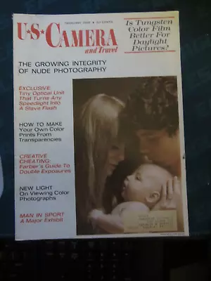 US Camera Travel Magazine February 1968 Nude Photography Tungsten Color Film 56 • $14.99