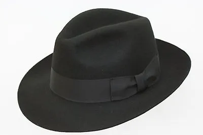 100% Wool Felt Fedora Trilby Hand Made Wider Brim Gents Hat With Band11 Colours • £29.99