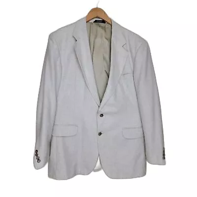 Haggar Linen Beige Notch Lapel 2-button Single Vent Blazer Suit Jacket - 44L • $44