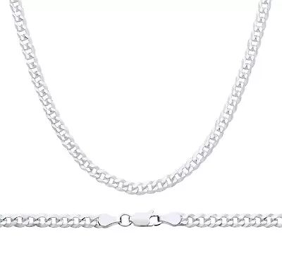 Sterling Silver Solid Curb Chain - 4mm - 16  18  20  22  24  26  30  • £23.95