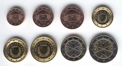 MALTA  EUROSET 1c-2e Year 2008   8 Coins  UNC  • $12.99