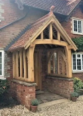  THE BRABOURNE  PORCH In Solid Oak. CURVED FRONT POSTS & FULL CURVED TIE BEAM • £2395