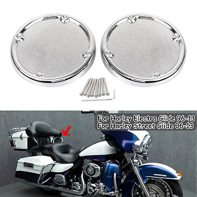 Chrome Mesh Rear Speaker Grill Trim Covers For Harley Electra Street Glide 96-13 • $37.03