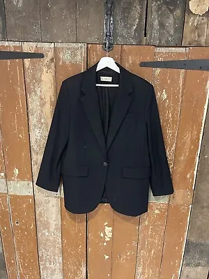 Mango Suit Jacket Blazer Coat Black Women's Size Large Lined • £12.99