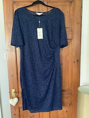 Yumi Size 18 Navy Lace Side Gathered Fully Lined Dress. New With Tags • £22