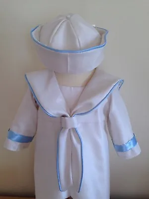 Sailor Suit Christening Outfit - Sailor Hat - Baptism Gown - Boys Wedding Outfit • £119.99