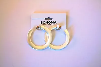 Sonoma Silver Tone Flat Matte Finish Open Hoop Earrings 1 3/4  • $3.50