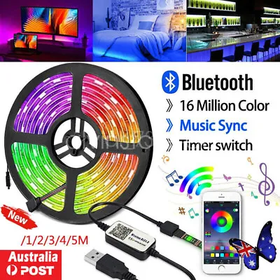 Waterproof RGB LED Strip Lights 5050 5M 300 LEDs + USB Bluetooth Controller Gift • $10.99