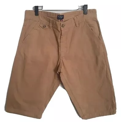 Men Kangol Sand Tan Brown Chino Shorts  Medium Waist 34  Cotton Button Fly • £12