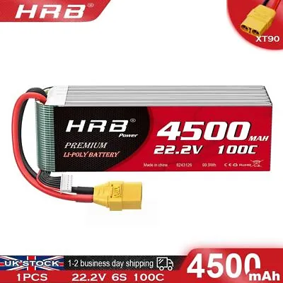£69.99 • Buy HRB 6S 22.2V 4500mAh LiPo Battery XT90 100C For RC Helicopter Airplane Car Truck