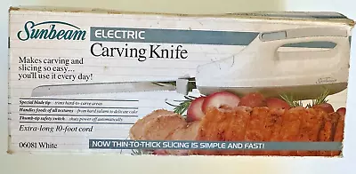 SUNBEAM Electric Carving Knife - White - Model 06081 - Vintage • $13.98