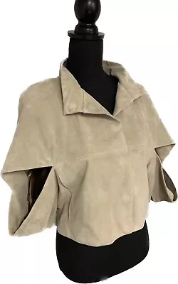 By Malene Birger Ivory Lamb Leather Shrug Jacket Cropped Magnetic Closure Sz 36 • $119.99