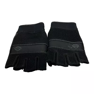 Harley Davidson Leather Mesh Motorcycle Fingerless Gloves Men • $16.20