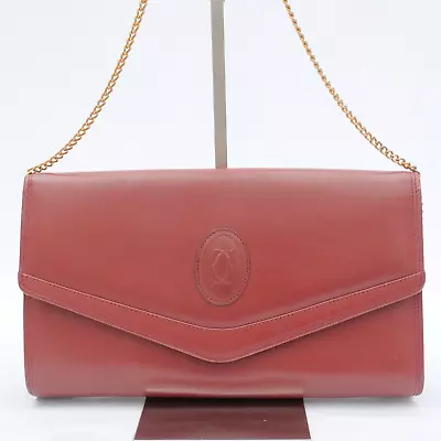 Cartier Chain Shoulder Bag Purse Crossbody Leather Authentic • $199