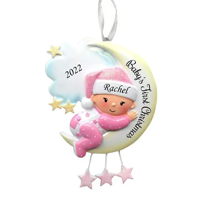 Personalised Baby's First Christmas Bauble Tree Ornaments Gift For Baby Girl Boy • £3.59