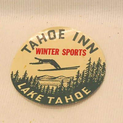 SCARCE Vintage Sticker WINTER SPORTS Skiing Tahoe Inn Lake Tahoe CA Cool FUN! • $19.85