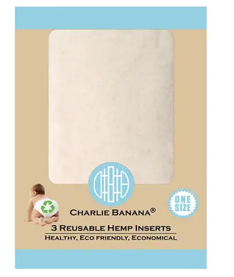 Charlie Banana Reusable Hemp Inserts Size 1 Small 3-Piece 889482 • £9.99