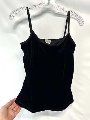 J Jill Black Velvet Cami Camisole Tank Stretch Adjustable Straps S • $18.40