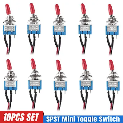 10PCS SPST Toggle Switch Pre-Wired On/Off Metal Small Automotive/Boat/Car/Truck • $10.48