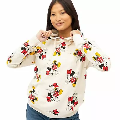 Official Disney Ladies  Minnie Mouse Strides AOP Hoodie White Sizes S-XL • £24.99