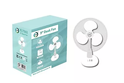 New 9  Oscillating White Electric Desk Fan Portable 9 Inch Home Office • £15.69