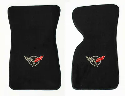 $102.93 • Buy NEW! Black Floor Mats 1968 - 1982 Chevy Corvette With Embroidered Silver Flags 