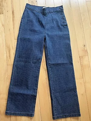 NWT J Crew Wide Leg Pinstripe Jeans 25  Side Button Sailor Pants • $30