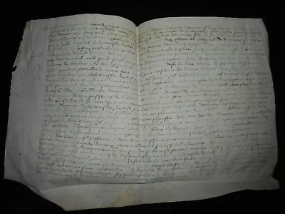 1555 Antique Manuscript Document 42x27cm Large Vellum Handwritten Legal • $129.99