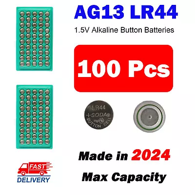 100X LR44 Battery AG13 A76 Button Cell BatteriesTray Pack Batteries Cell Battery • $13.89