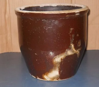 Vintage Antique Stone Ware Crock Jar Planter 7.5  Tall Unmarked • $42.50