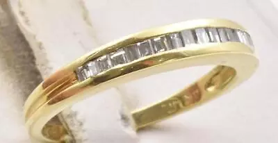Estate 14k Yellow Gold & 1/2ct17 Baguette Diamond Unisex Wedding Band Ring 5.25 • $375
