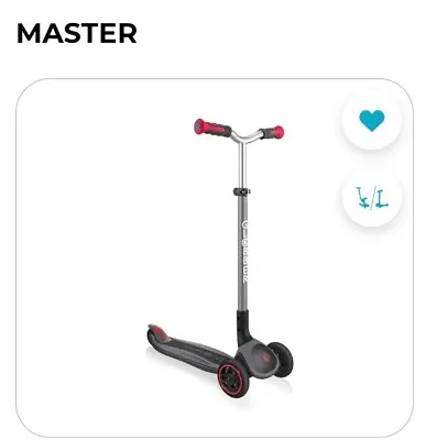Globber MASTER Foldable 3 Wheel Scooter Black Red • $169