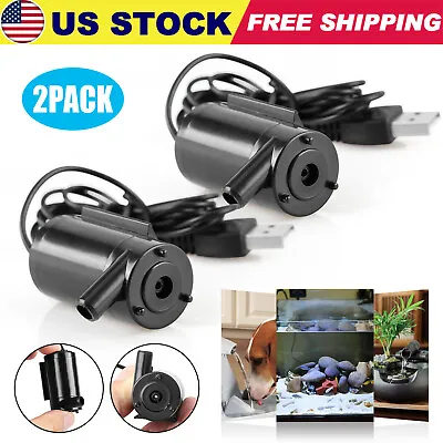 2 Pack Water Pump Mini Mute Submersible USB 5V 1M Cable Fountain Tool Fish Tank • $7.29